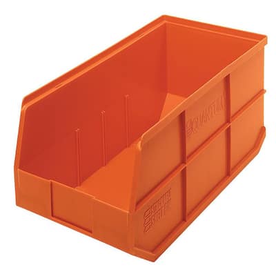Quantum Storage Systems Stackable Shelf 27 Qt Tote In Orange 6 Pack Ssb485or The Home Depot Quantum Storage Systems Stackable Shelf, Orange Plastic Storage Totes