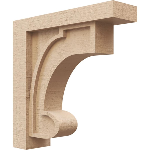 Ekena Millwork 4 in. x 16 in. x 16 in. Series 1 Thin Alma Rough Cedar Woodgrain Timberthane Polyurethane Corbel, Primed Tan