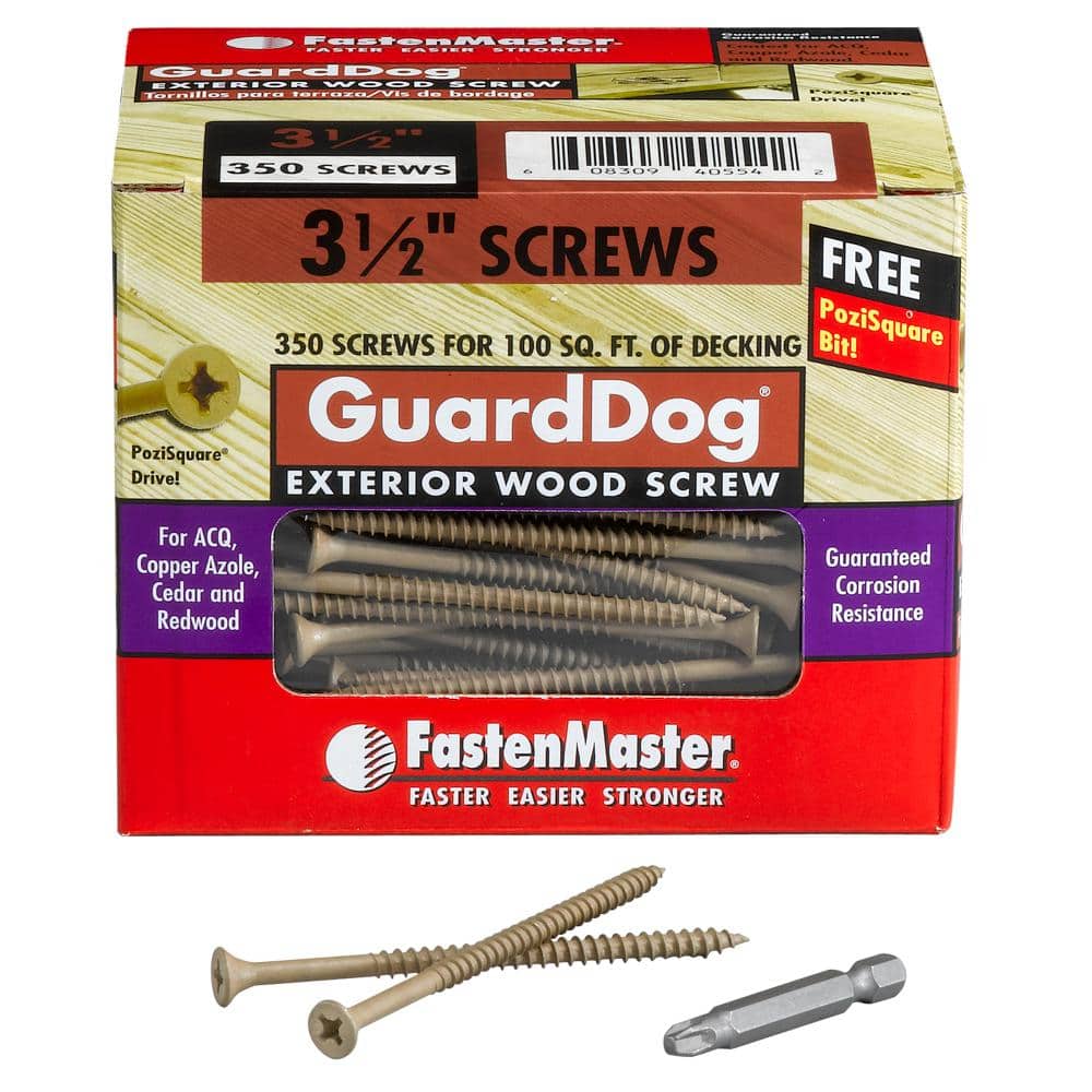 FastenMaster FMGD312-1350 3-1/2-Inch GuardDog Exterior Wood Screw 1350-Pack Tan 