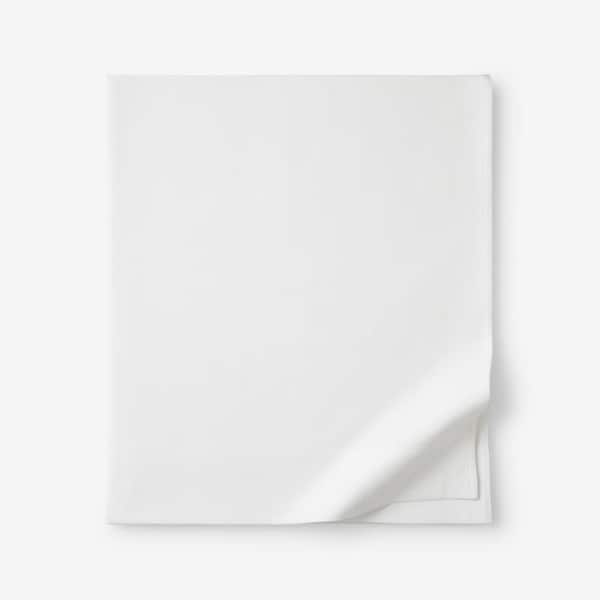 The Company Store Company Cotton Solid Velvet Flannel White Cotton Twin/Twin XL Flat Sheet