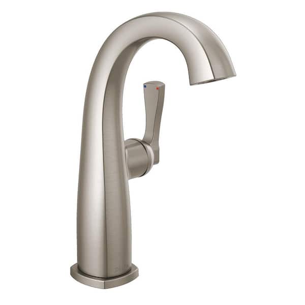 Delta Stryke Mid-Height Single Handle Single Hole Bathroom Faucet in Stainless Steel