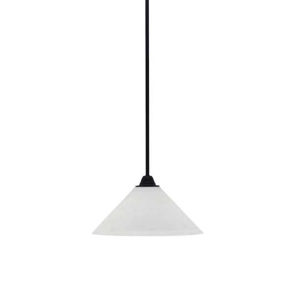 Unbranded Madison 100-Watt 1-Light Matte Black Shaded Pendant Light with 12 in. White Muslin Shade, No Bulb Included