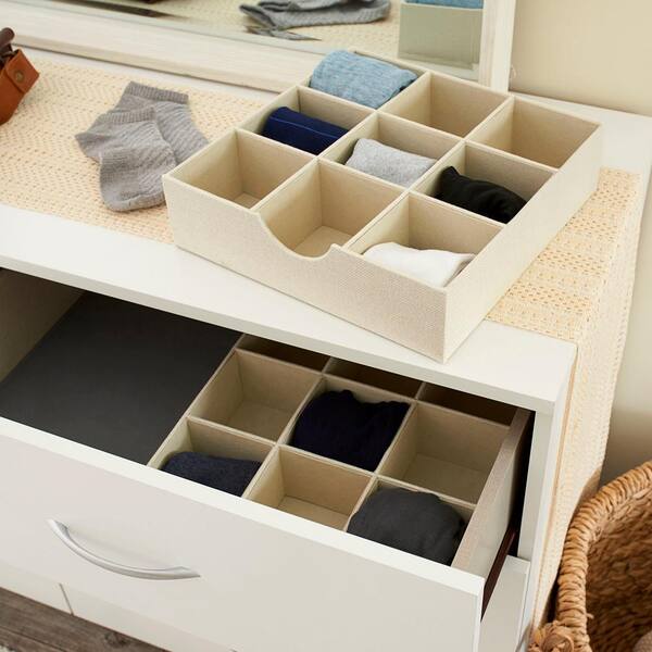 HOUSEHOLD ESSENTIALS Drawer Organizers Starter Set, Customizable Inserts,  Large Tray and 2-Small Trays in Cream 751-1 - The Home Depot