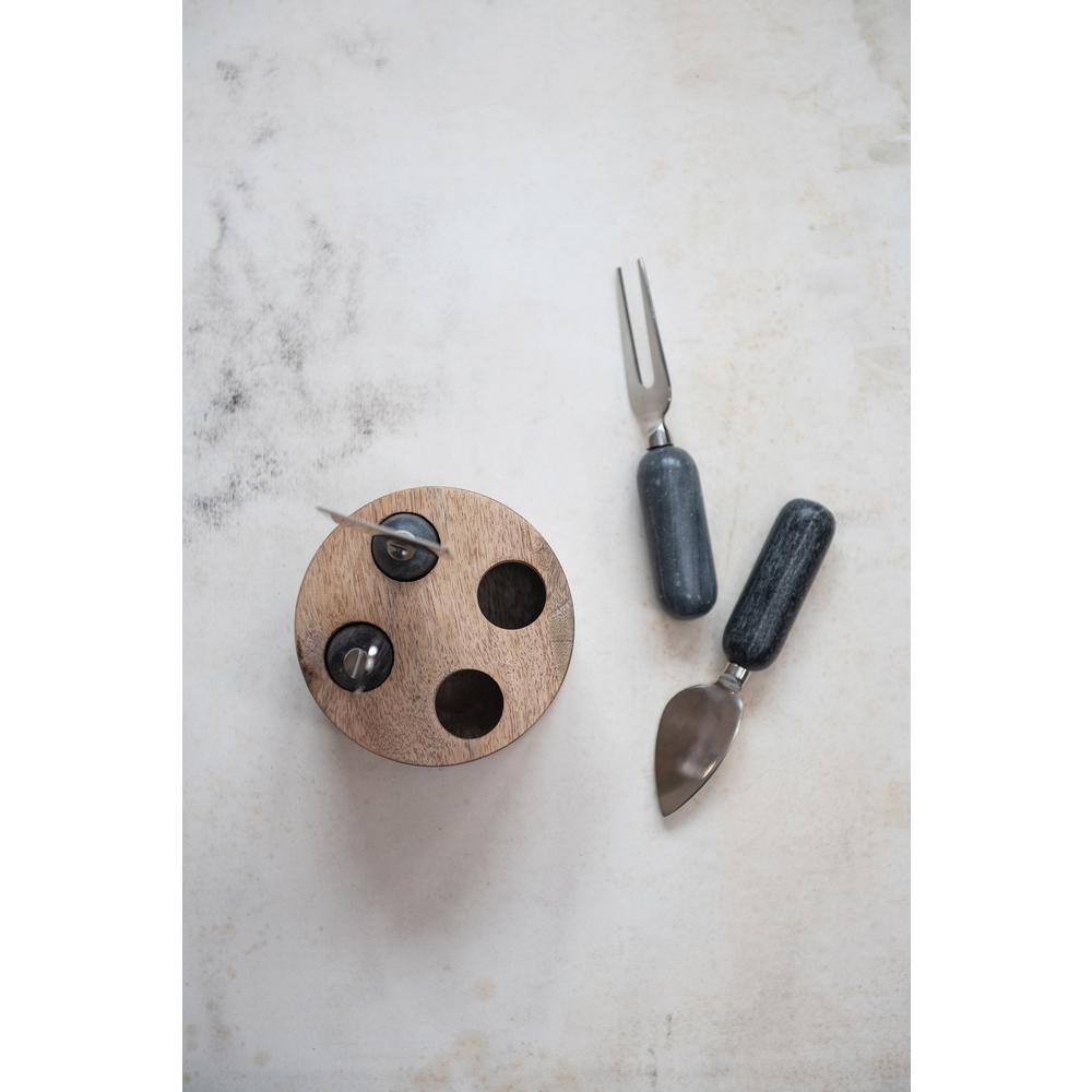 Creative Co-Op DF4998 Mango Wood Stand w/Cheese Spreaders