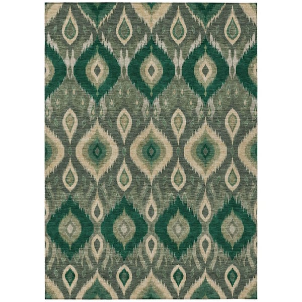 Chantille Machine Washable Indoor/Outdoor Abstract ACN3120 Emerald 3 ft. x 5 ft. Area Rug