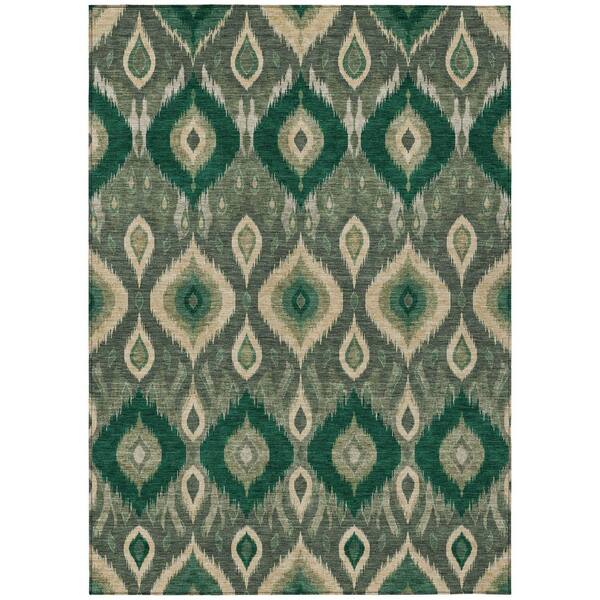 Chantille Machine Washable Indoor/Outdoor Abstract ACN3120 Emerald 5 ft. x 7 ft. 6 in. Area Rug