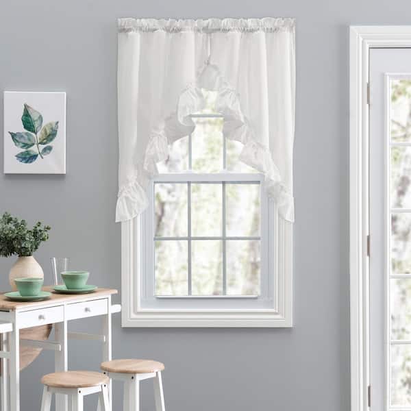Ellis Curtain Stacey 38 in. L Polyester/Cotton Swag Valance Pair in Ice Cream
