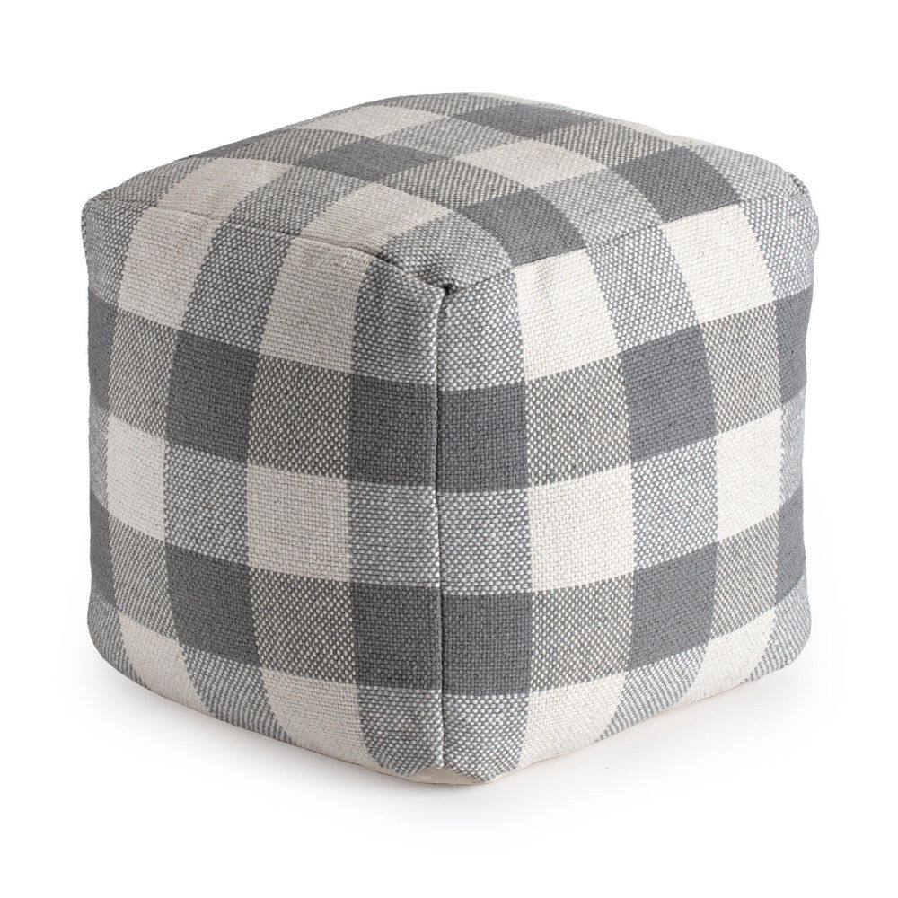 Cloudy Sky 20 in. x 20 in. x 20 in. Ivory and Gray Pouf