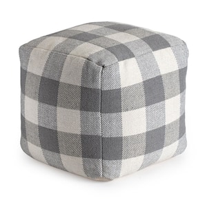 Cloudy Sky 20 in. x 20 in. x 20 in. Ivory and Gray Pouf