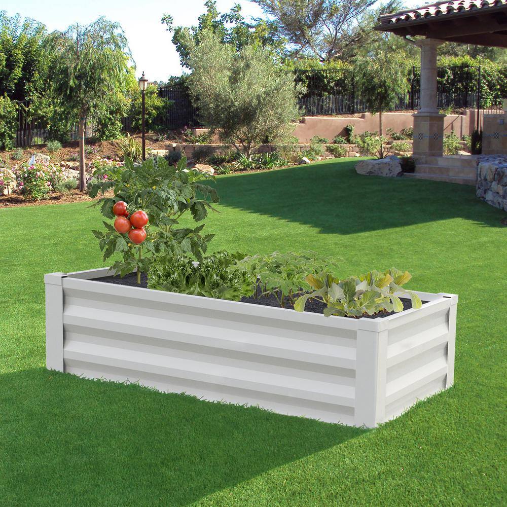 Powder-Coated Metal White Raised Garden Bed 24"W x 48"L x 10"H
