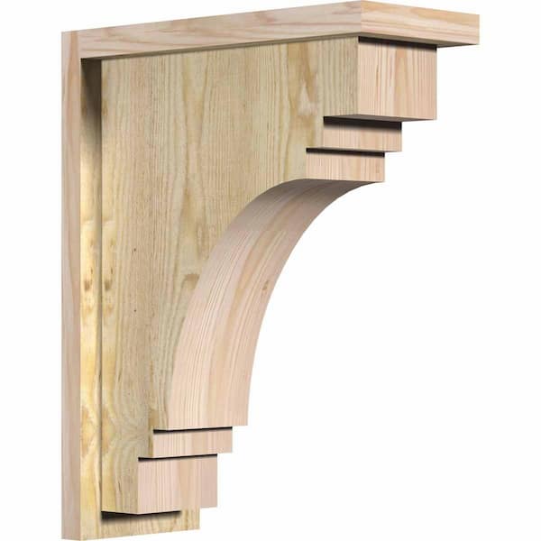 Ekena Millwork 6 in. x 14 in. x 18 in. Douglas Fir Pescadero Rough Sawn Corbel with Backplate