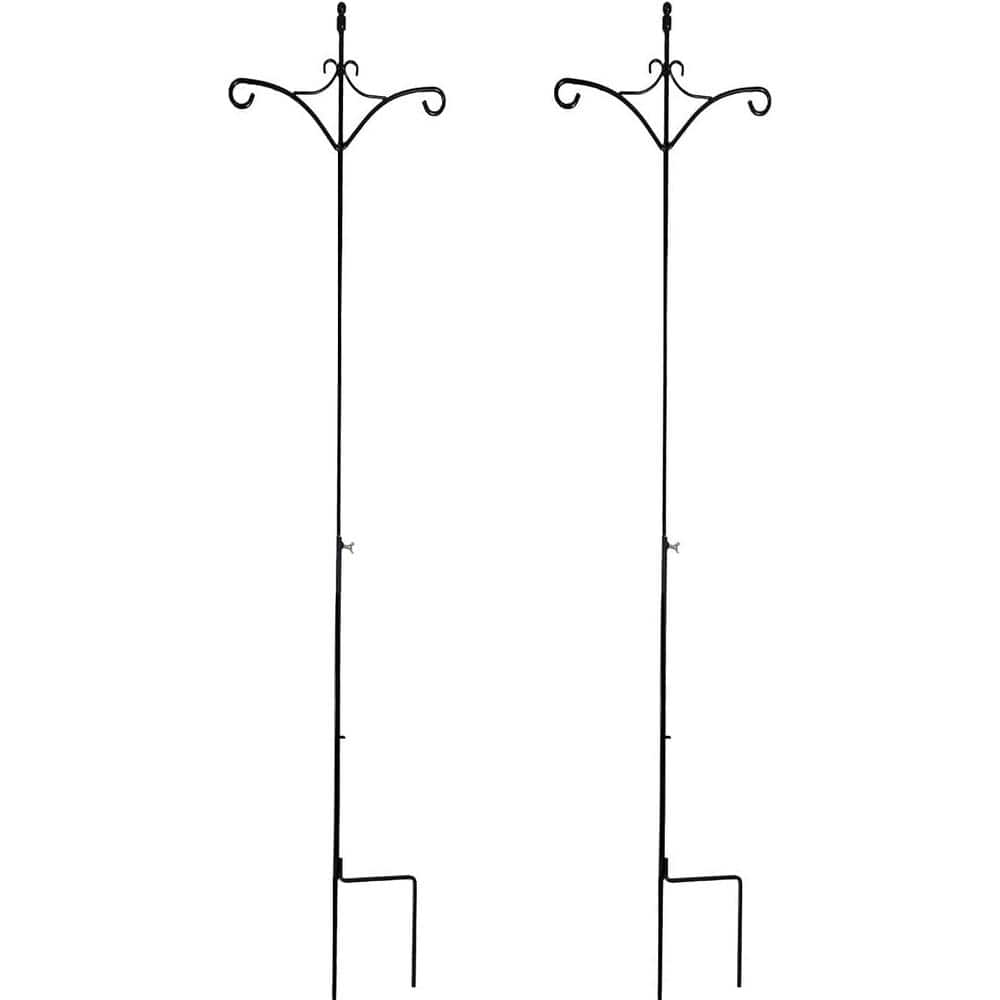 Ashman 91 Inch Black Steel Twin Hook Garden Arbor, 2 Pack