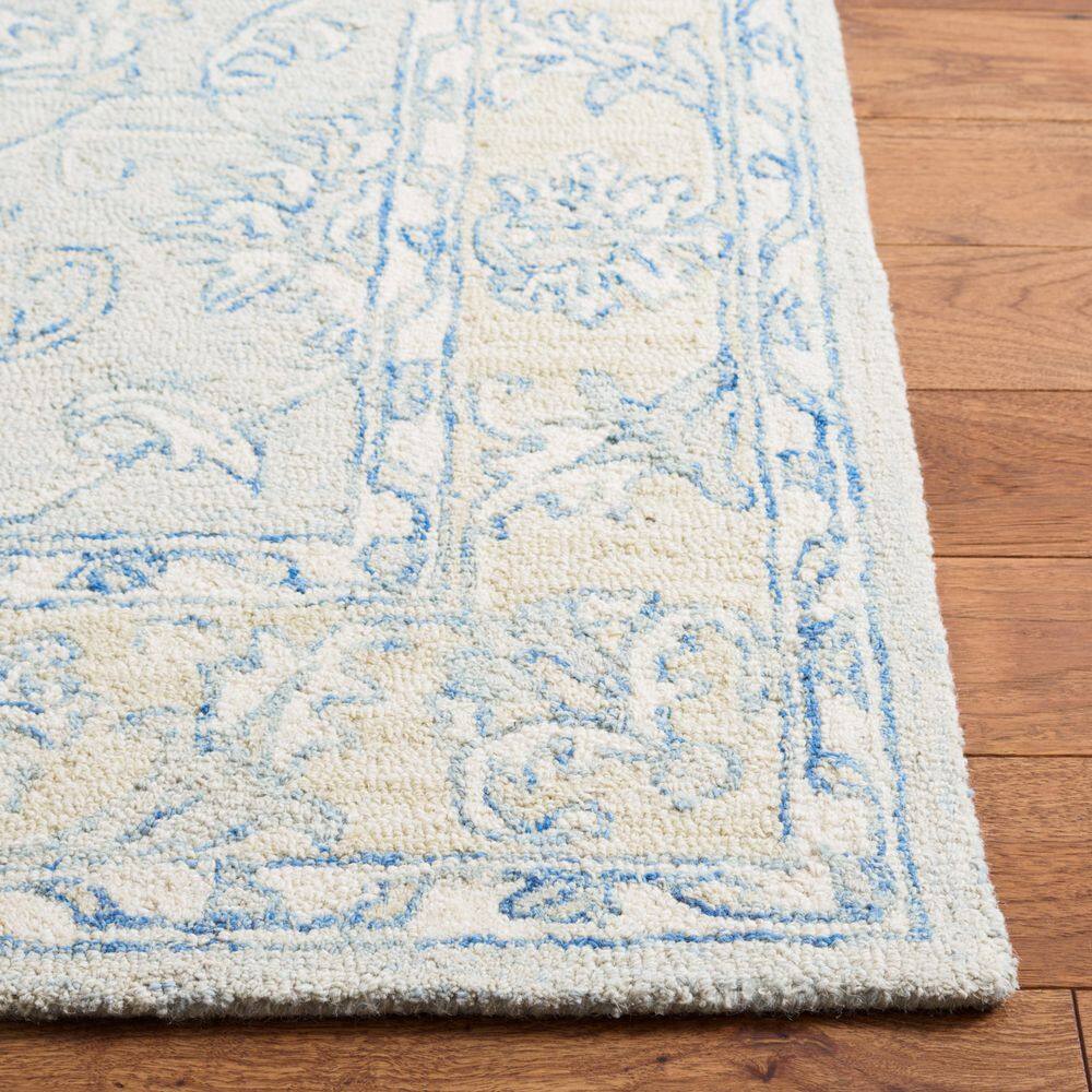 Micro-Loop Blue/Beige 9 ft. x 12 ft. Border Medallion Area Rug - thumbnail 5