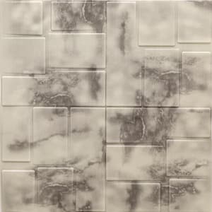 Falkirk Jura II 28 in. x 28 in. Peel and Stick Beige, Charcoal Faux Marble PE Foam Decorative Wall Paneling (5-Pack)
