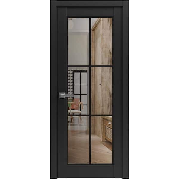 Sartodoors 24 in. x 96 in. 1 Panel Black Matte Finished MDF Sliding Door with Hardware