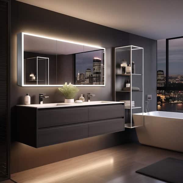 Dreamwerks 60 in. W x 28 in. H Rectangular Aluminum LED Medicine