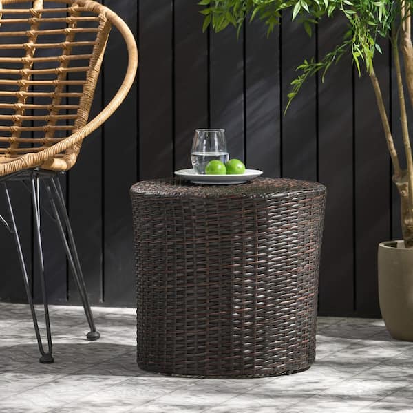 Unbranded Outdoor Patio Wicker Barrel Side Table Multibrown End Table  Furniture