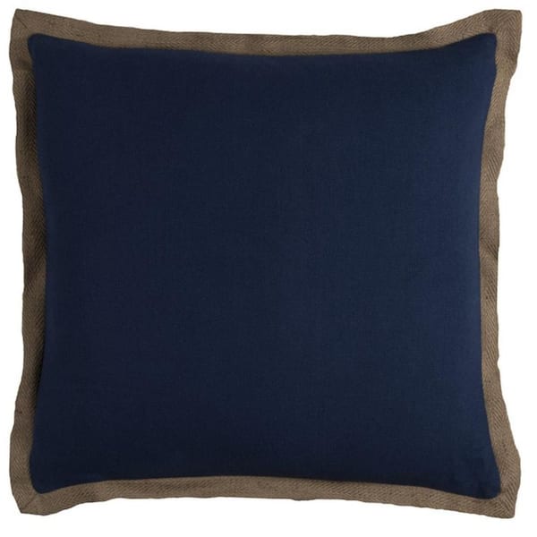 Navy Blue Solid Polyester 22 in. x 22 in. Throw Pillow