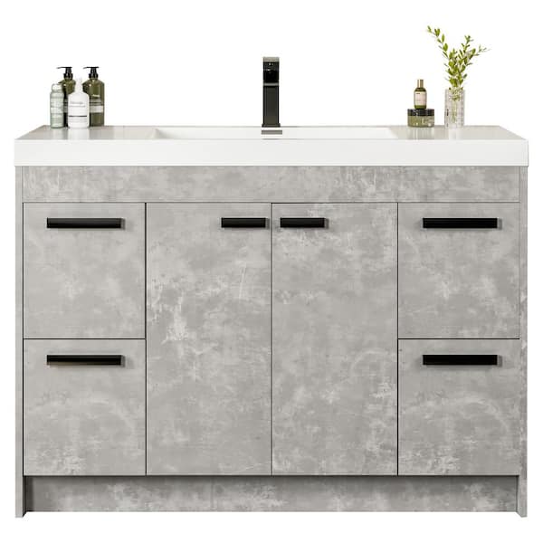 Lugano 48 in. Single Sink Concrete Gray Bath Vanity with White Acrylic Top (Assembled)