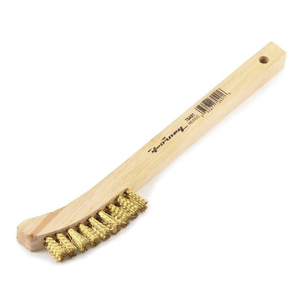 Forney 8-5/8 in. Curved Wood Handled Brass Wire Scratch Brush