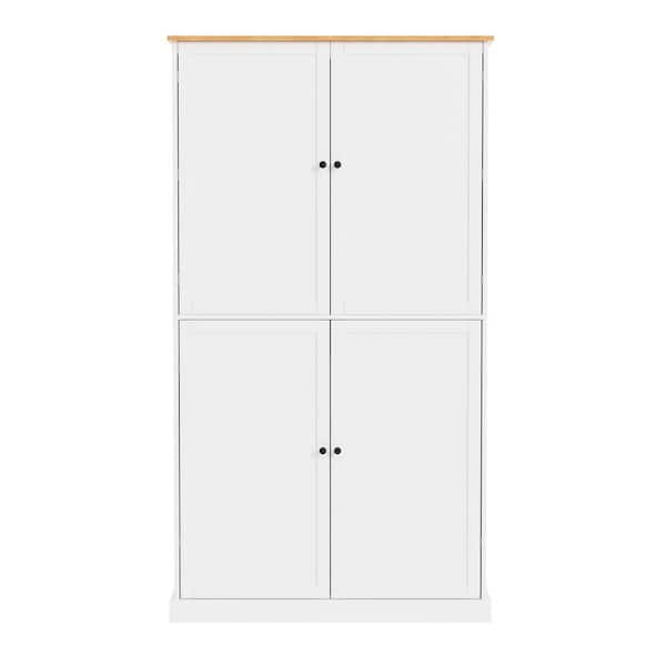 40 in. W x 20 in. D x 71 in. H White Linen Cabinet, Freestanding Kitchen Pantry Large Cupboard Storage Cabinet