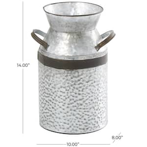 14 in. Gray Metal Milk Can Decorative Jars