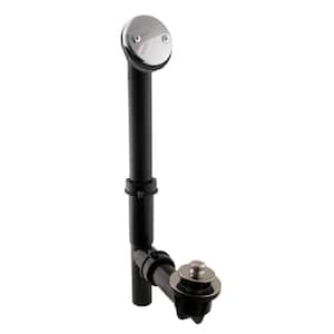 Black 1-1/2 in. Tubular Pull and Drain Bath Waste Drain Kit with 2-Hole Overflow Faceplate in Polished Nickel