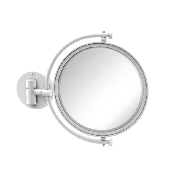 Allied Brass 8 in. x 10 in. Round Framed Wall Mounted Make-Up Mirror 2X Magnification in Matte White