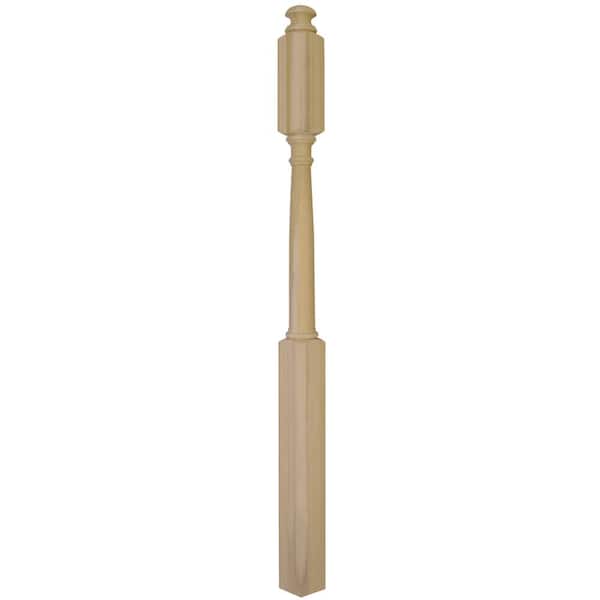 EVERMARK Stair Parts 4945 60 in. x 3 in. Unfinished Poplar Mushroom Top Newel Post for Stair Remodel