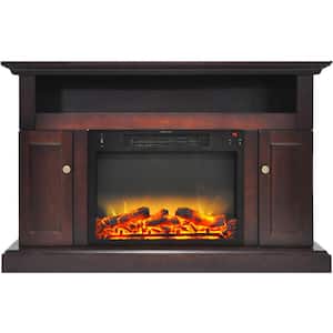 Sorrento Electric Fireplace with an Enhanced Log Display and 47 in. Entertainment Stand in Mahogany