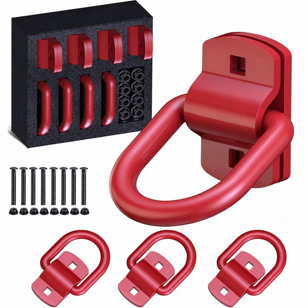 4-Piece 1/2 Inch Steel Trailer Tie Down Anchor D Rings Bolt-On with Reinforcing Plate, Red, 4-Pack price history on PriceWatchPro