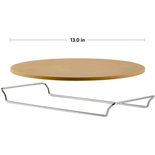 Reversible Ceramic Pizza Stone Baking Set - 15 Inch With Peel, Cutter & Stand