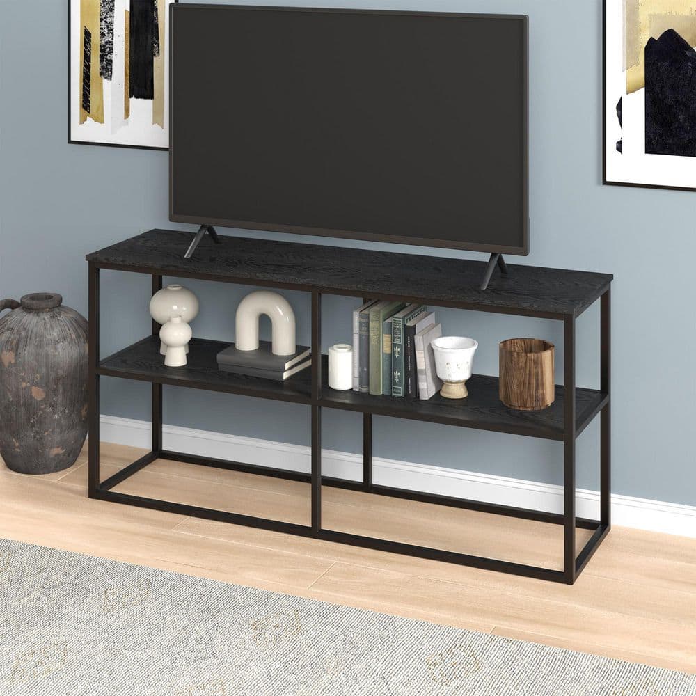 Black Grain Industrial Rectangular TV Stand for 65" TVs