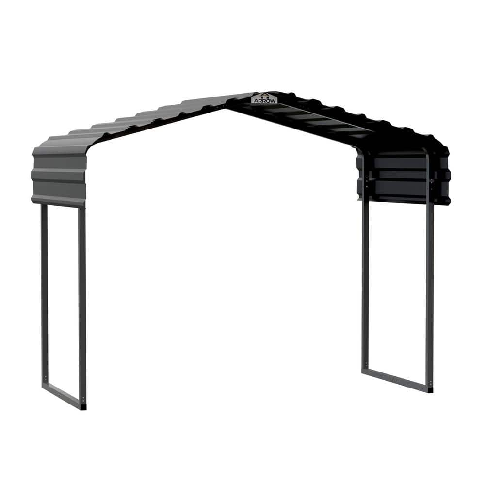 Arrow 10 ft. W x 6 ft. D x 7 ft. H Charcoal Galvanize Steel Carport, Car Canopy and Shelter