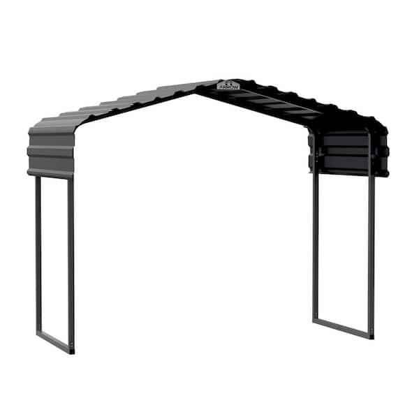 Arrow 10 ft. W x 6 ft. D x 7 ft. H Charcoal Galvanize Steel Carport, Car Canopy and Shelter