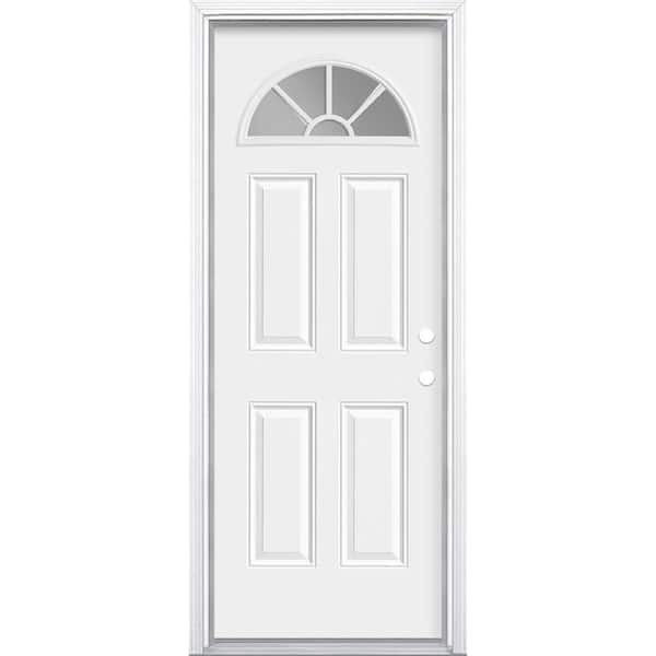 Masonite 30 in. x 80 in. Premium Left-Hand/Inswing 1/4 Lite Clear Glass Primed Steel Prehung Front Door with Brickmold