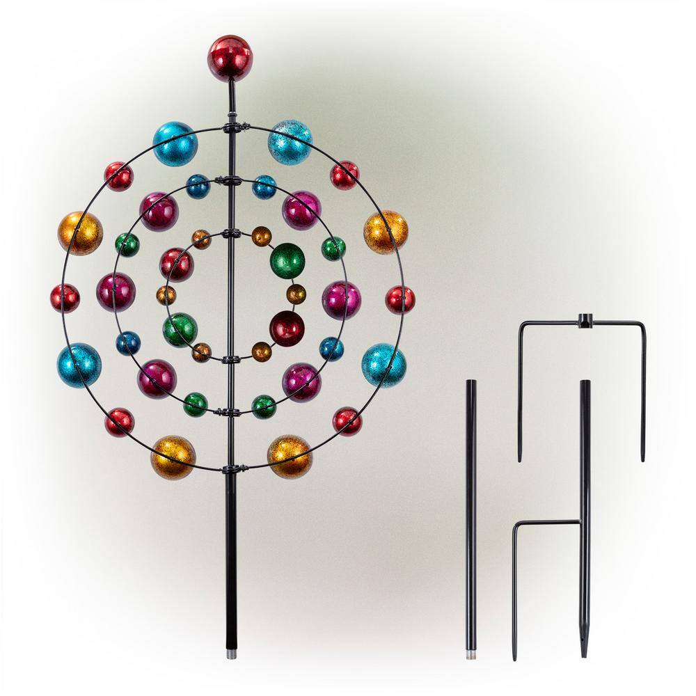 89" Multi-Color Iron Kaleidoscopic Kinetic Garden Stake
