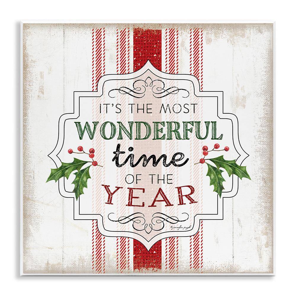 Festive Holiday Rustic Stripes by Jennifer Pugh Unframed Graphic Art Print Typography, 12 in. x 12 in. price history on PriceWatchPro