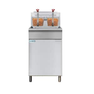 Commercial 35.6 qt. Natural Gas 75 lbs. Floor Standing Fryer, 150,000 BTU, ETL Listed in Stainless-Steel