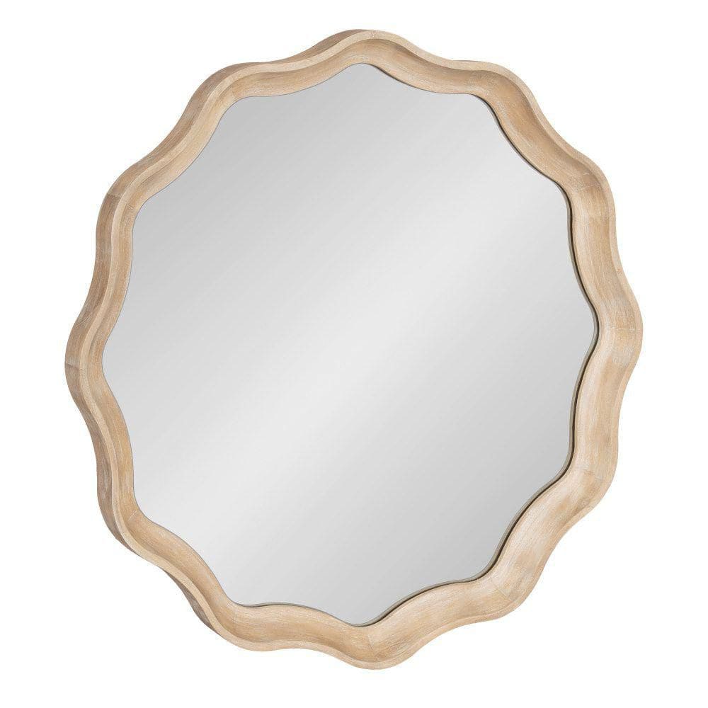 Kate & Laurel All Things Decor 28"X28" Hatherleigh Round Scallop Mirror Natural