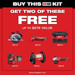 M18 18V Lithium-Ion Cordless Combo Tool Kit with Two 3.0Ah Batteries, 1-Charger, 1-Tool Bag (4-Tool)