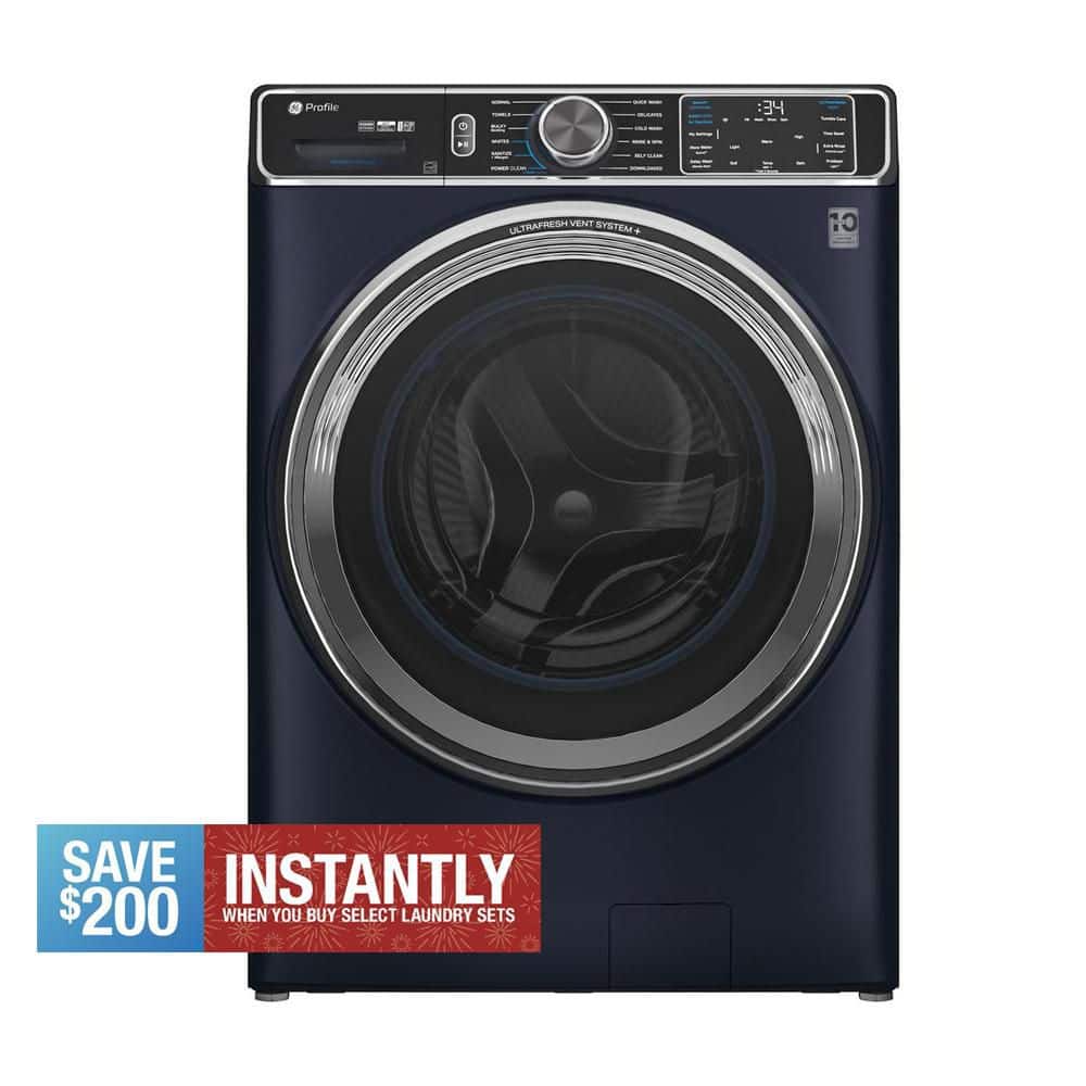 Profile 5.3 cu. ft. Smart Front Load Washer in Sapphire Blue w/OdorBlock UltraFresh Vent System, Microban, Tier 2 EStar