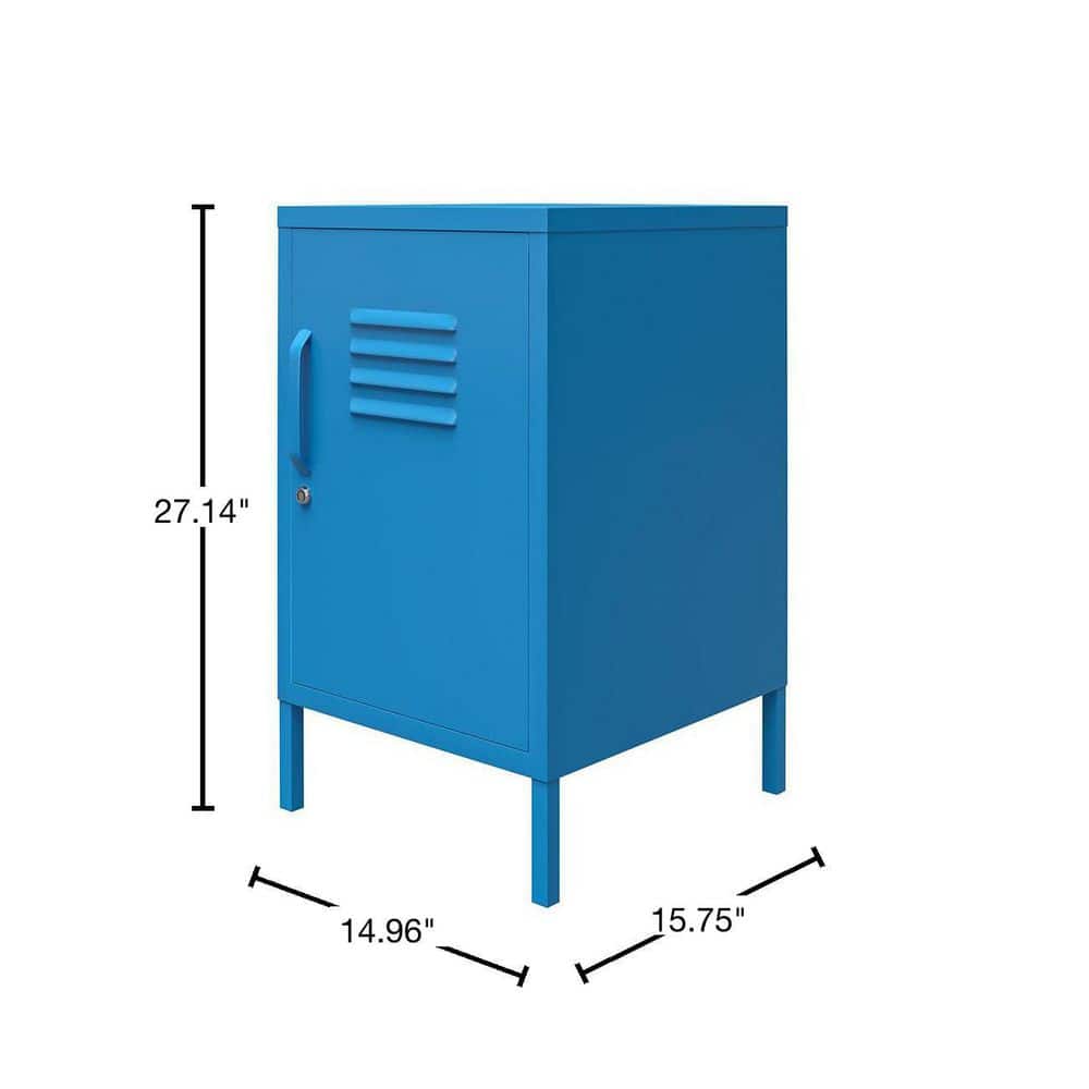 Bright Blue Novogratz Cache Metal Locker End Table with Storage