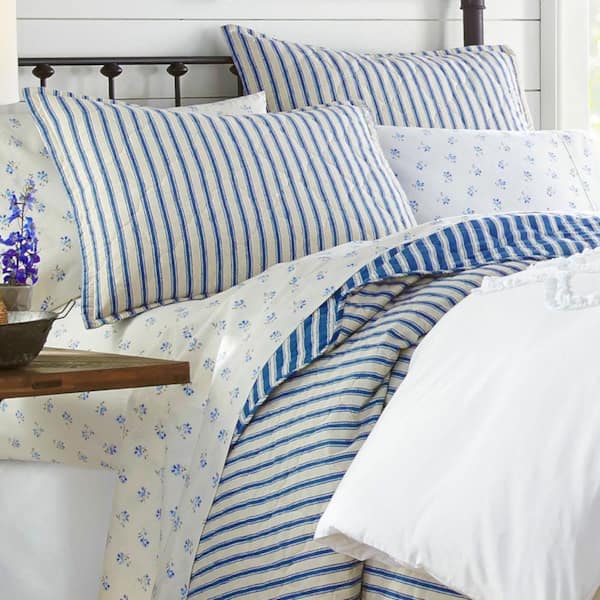 Willow Way Ticking Stripe Cotton Quilt Set