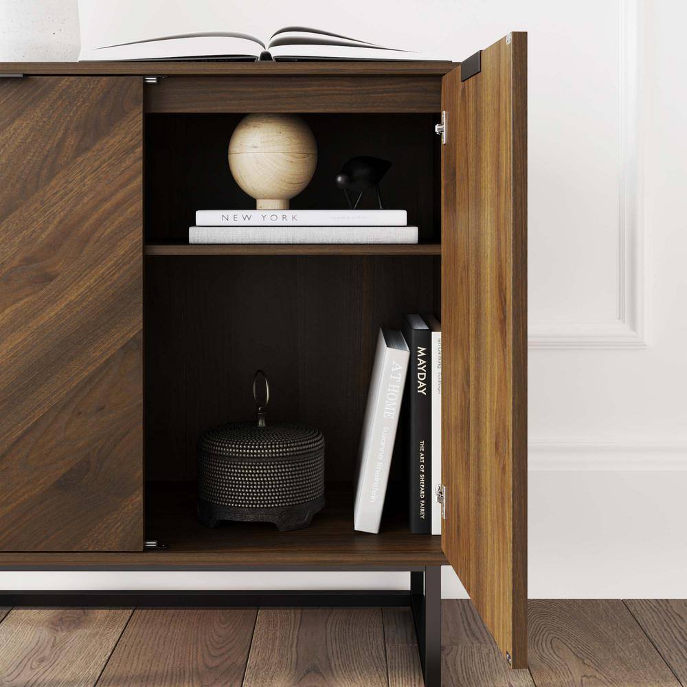 Walnut Freestanding Accent Cabinet with Adjustable Shelving
