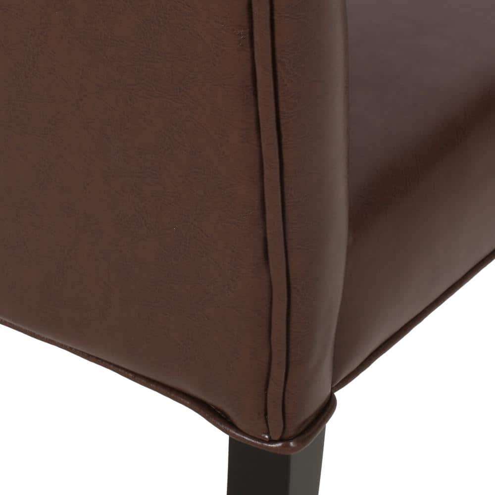 High-Back Dark Brown Faux Leather Upholstered Side Chairs, Set of 2