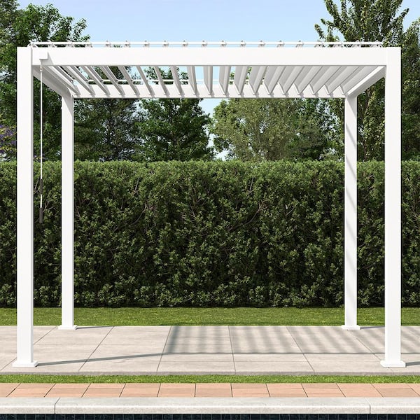 111A 10 ft. x 10 ft. White Aluminum Modern Pergola