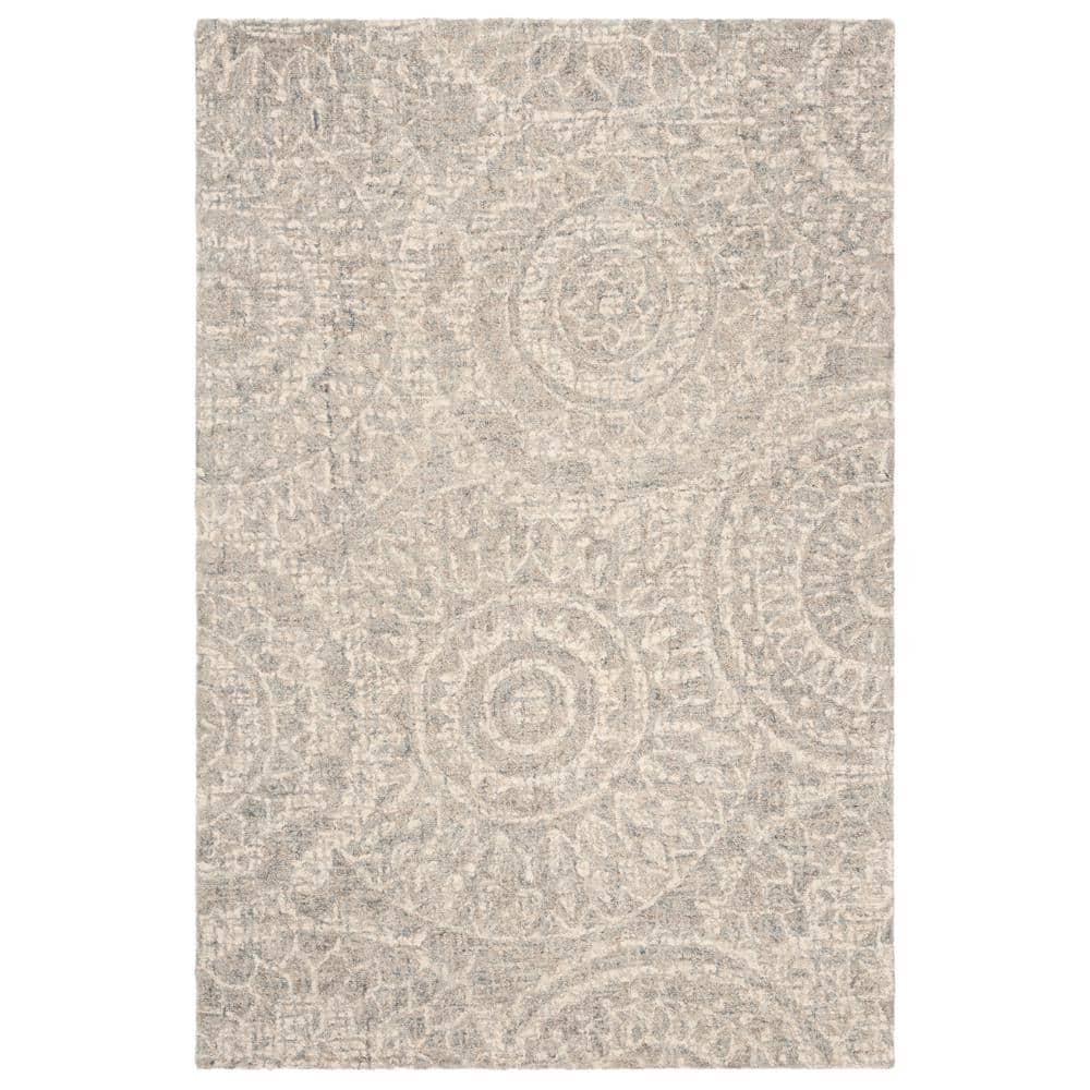 Gray Handmade Abstract Tufted Wool Area Rug 2' x 3'