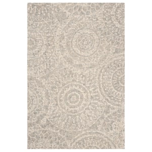Abstract Ivory/Gray 4 ft. x 6 ft. Geometric Medallion Area Rug