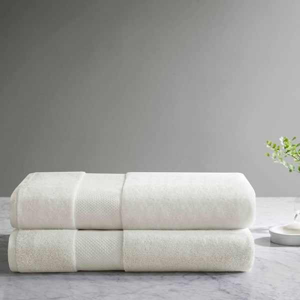 2-Piece White 35 in x 70 in 100% Cotton Bath Towel Set